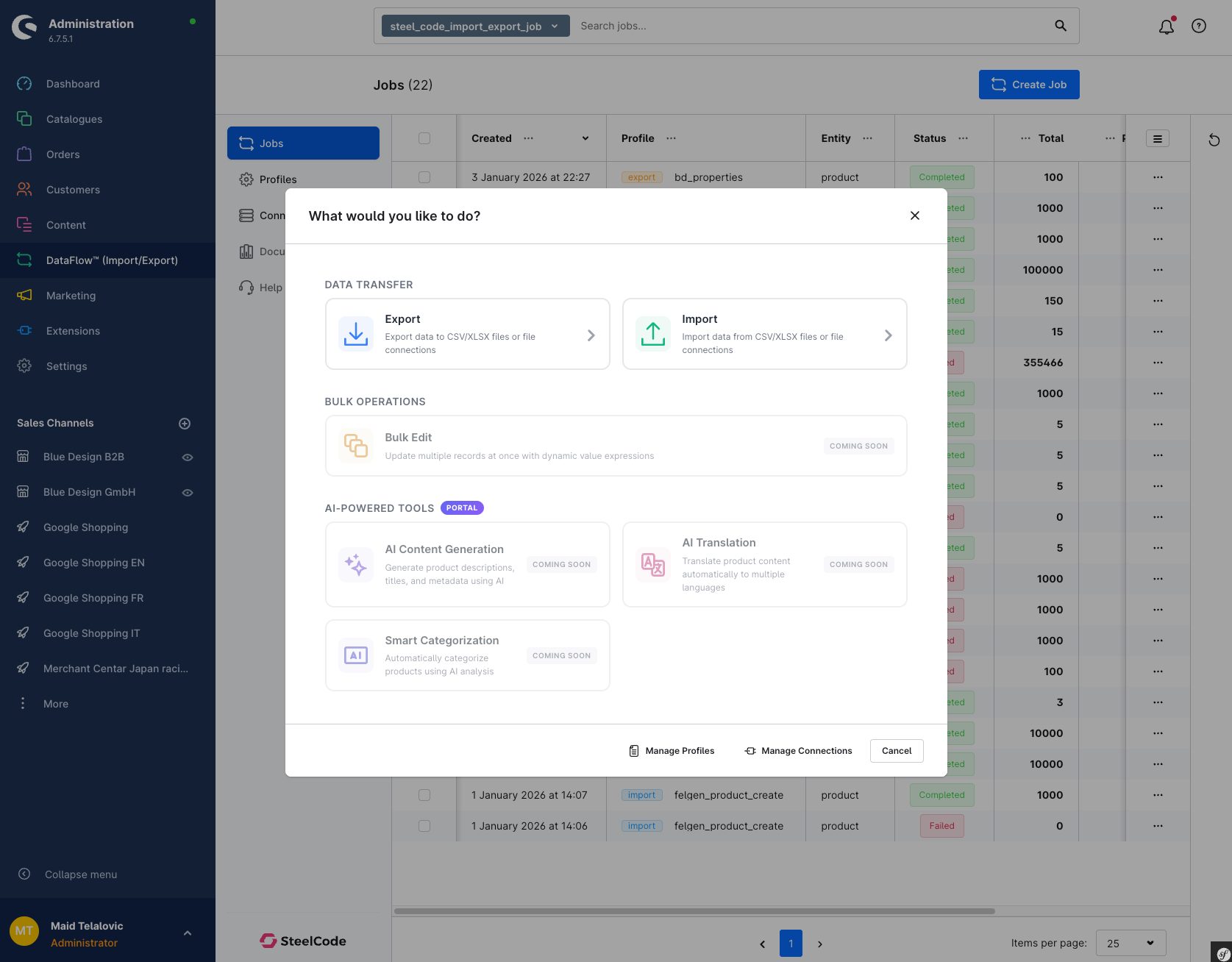SteelCode ImportExport - AI-powered data tools for Shopware